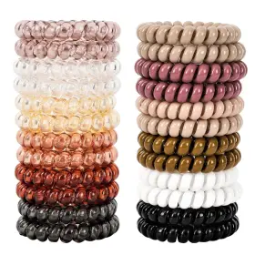 79s-20210106 79style Spiral Hair Ties 24pcs No Crease Clear Brown Coil Po