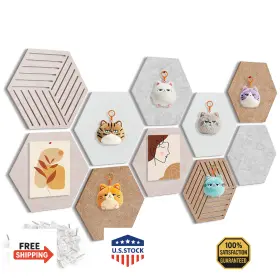 B0dshtxgqc Aibovi Fwpelt 12 Inch Large Hexagon Cork Bulletin Board Tiles 10-pack Frameless Adhesive