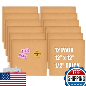 B0brrnkfww Aitakatta 12x12 Inch Cork Board Tiles 1/2 Thick - Bulletin Craft Photo Disp