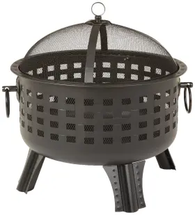Ab-23-lt-fp Amazon Basics 27 Inch Steel Round Lattice Fire Pit
