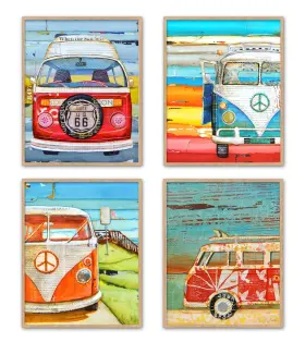 9v-1nyl-0yso Art For The Masses Antique Classic Vans Prints Set Of 4 Danny Phillips Fine Mixed Med