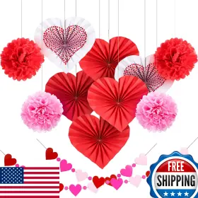 B07mf6gzr7 Blulu 24 Set Valentines Galentines Day Hanging Decoration Kit Red Pink Heart Pap