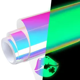 Branded 711181164145 Permanent Glow In Dark Vinyl Holographic Iridescent Opal White Green 12x5ft