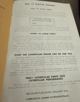 99e14170 Cat 99e4491 Manual Book Caterpillar No 12 Parts Catalog Motor Grader To #3