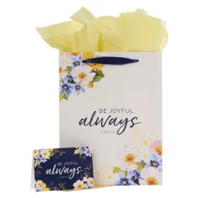 21884x Christian Art Gifts Inc. Gift Bag Large Be Joyful Always With Card And Tissue