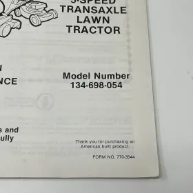 134-698-054 Coast To 1984 5 Speed Transaxle Lawn Tractor Owners Maintenance Manual #2