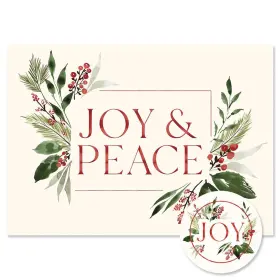 480624b Colorful Images Joy And Peace Christmas Greeting Cards Matching Seals- Set