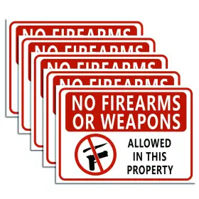 Diy-wh0237-023-us15 Craspire 5-pack No Firearms Or Weapons Sticker 7 Inch X10