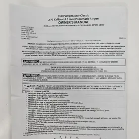 760-p-515 Crossman Crosman Pumpmaster 760 Bb /pellet Gun Multi Pump Pneumatic Owners Manual Only