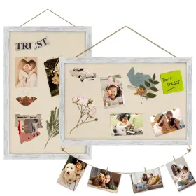 B0ckxglp13 Egofine 16x11 Cork Bulletin Board With Linen Wood Frame Pin 2 Pack