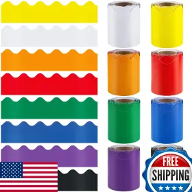 B09wmnbkjc Elcoho 8 Rolls 262.4 Ft Scalloped Bulletin Board Borders Trim Assorted Colors