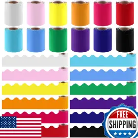 B0b1d5byns Elcoho 12 Rolls 393.6ft Scalloped Bulletin Board Borders Multicolor Classroom D