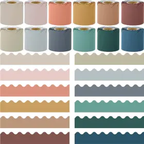 B0d1tljrjh Elcoho 12 Rolls Scalloped Bulletin Board Borders Boho Colors Classroom Decor
