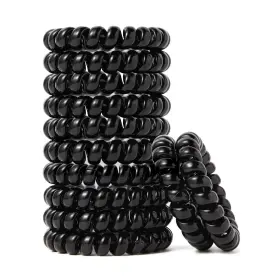 Emrlyr 797246229479 Large Black Spiral Coil Phone Cord Hair Ties For Thick - No Damage Ponyt