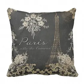 Emvency 932690452262 Throw Pillow Cover Black Vintage Paris City Of Love Eiffel Tower Chal
