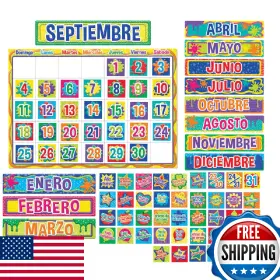 B079zny65d Eureka Color My World Spanish Calendar Bulletin Board And Classroom Decorations