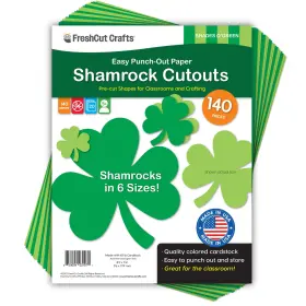 B0cjqp8jhw Freshcut Crafts 140 Pc Shamrock Cutouts Set Green Irish Clover Shape St. Patrick