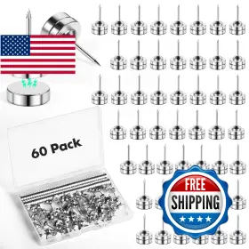 B0dt1p7f6p Goolada 60 Sets Magnetic Push Pins Silver Tacks Flat Thumbtacks For H