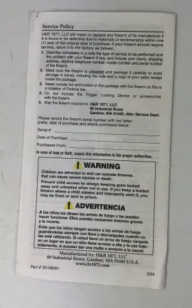 S01863h H&r Nef Shotguns Owners Manual 2004 Style 7.5 X 4.5 Inch Foldout Pamphlet #2