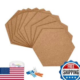 B07zcxpb44 Hblife 10 Pack Hexagon Self-adhesive Cork Board Tiles Mini Wall Bulletin W