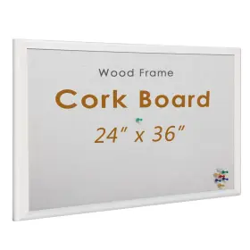 B0b31hyjpq Innovart 36x24 White Wood Framed Cork Bulletin Board Home Office School