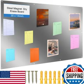 B0db1wrzm3 Ireer 30 Inch X14 Magnetic Steel Bulletin Board For Walls - Dry/wet Erase Surface