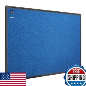 B0b2dh88lf Jiloffice 36x24 Blue Aluminum Frame Cork Linen Bulletin Board Wall Mounted Memo