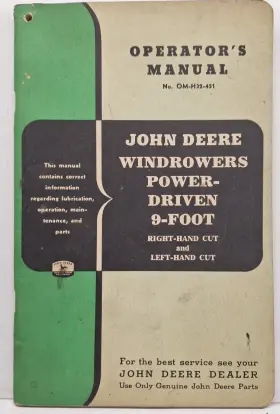 Om-h32-451 John Deere Used Old Stock Operators Manual For Windrowers