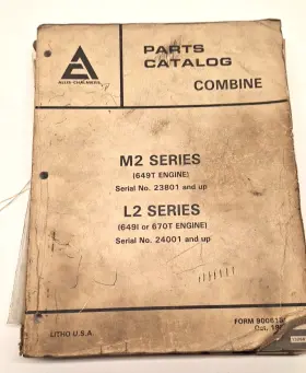 9006158 M & 23801 Used Old Stock Parts Catalog For Allis Chalmers M2 And L2 Combines