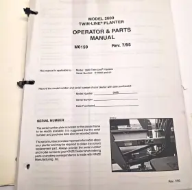 M0159 M & Used Old Stock Kinze Model 2600 Twin-line Planter Operator And Parts Manual