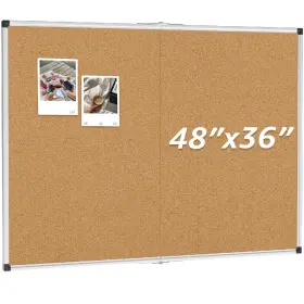 B0cw9jq34r Maxgear 48x36 Inch Cork Bulletin Board Foldable Silver Aluminum Frame