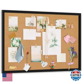 B0ch9jcwvd Miratino Large Bulletin Board 36 Inch X 24 Cork Boards For Walls With Black Frame