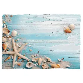 8541942421 Mps Beach Seashells Paper Placemats 9.75x14 Inch Blue 25 #2
