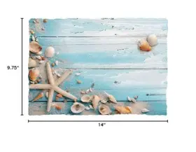 8541942421 Mps Beach Seashells Paper Placemats 9.75x14 Inch Blue 25 #3