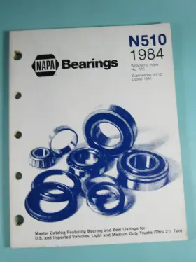 N510 Napa Vintage 1984 Bearings Catalog Weatherly Index 300 Auto Cars Trucks
