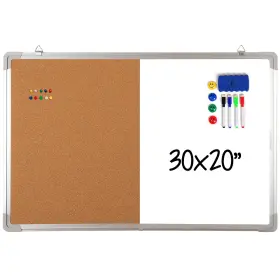 B075dcjgcb Navy Penguin Combination Whiteboard Bulletin Board Set - Dry Erase/cork 30x20 In With 1