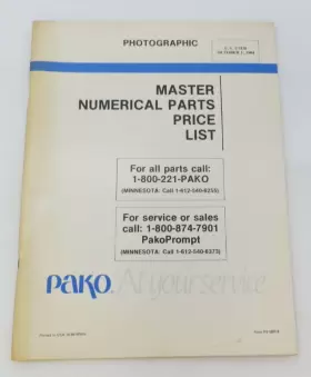 Ps-58r18 Pako 1984 Photographic Master Numerical Parts Price List Vintage Catalog