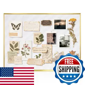 B0f2dlb2kq Queenlink Linen Bulletin Board 24 X18 Inches White Cork For Wall Gold Al