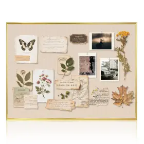 B0fmwqc3cq Queenlink Linen Bulletin Board 36 X 24 Inches White Cork For Wall Gold A