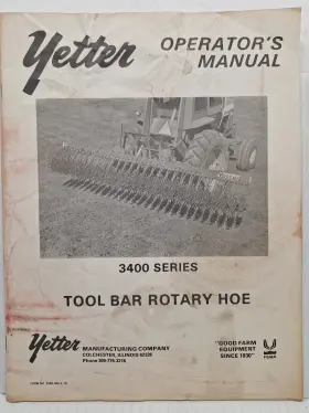 2565-064 Rotary Used Old Stock Operation Manual For Yetter Toolbar Hoe