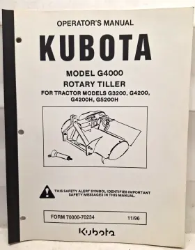 70000-70234 Rotary G4000 Used Operators Manual For Kubota Model Tiller