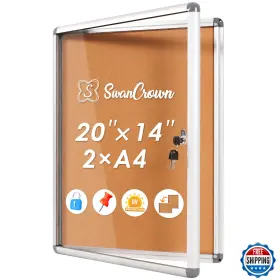 B07qxhfy2y S Swancrown Lockable Cork Bulletin Board 20x14 Wall Display Case School Office