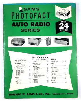 Ar-24 Sams Photofact Auto Radio Series May 1964 Pb Used