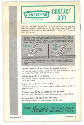 20256 Sears Vtg Booklet Arc Welding Contact Rod No Craftsman #2