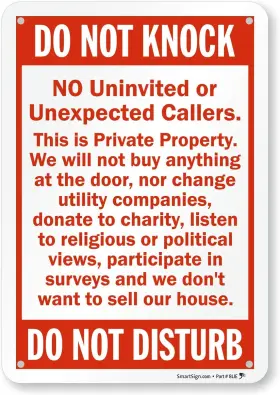 S-9035-pl-10 Smartsign - Inch Do Not Knock No Uninvited Or Unexpected Callers