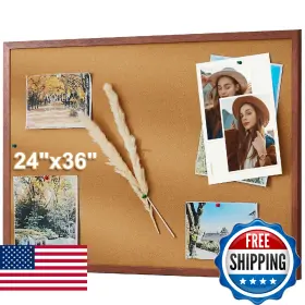 B0fl6n8nf8 Starhali 24x36 Inch Cork Bulletin Board For Wall With Rich Walnut Wood Frame E