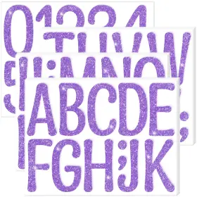 B0fkmt2xyf Sticeard 264pc 4 Inch Purple Glitter Alphabet Number Letter Stickers Bulletin Board