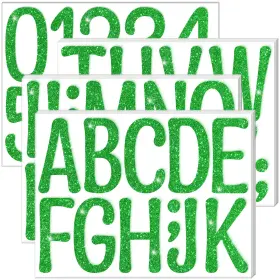 B0fkmwbjp3 Sticeard 264 Pcs 4 Inch Green Glitter Bulletin Board Letters And Numbers Alphabet Stickers
