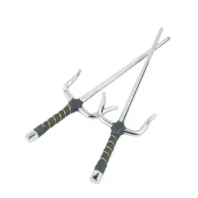 Superdo 641055645459 Octagon Metal Martial Arts Sai Multi Size Black And Silver 19 Inch