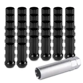 16-01b-32 Tcp Hardware Group Tcp-9/16-01b-32 9/16-18 Wheel Lug Nuts 32 Pcs Black Spline Nut Conical/cone Bulge Seat Wi